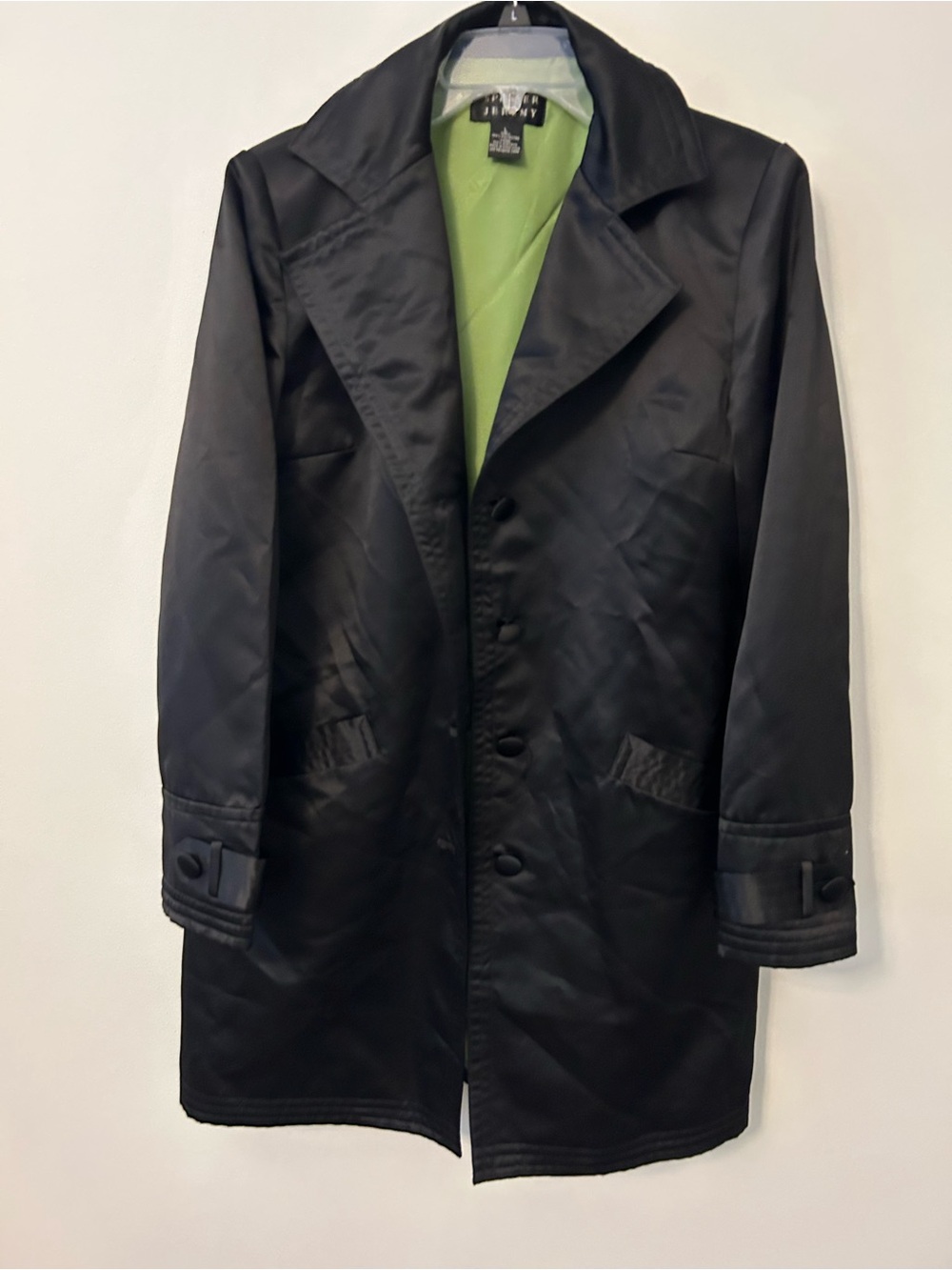 Spenser Jeremy Black Trench Coat with Green Interior